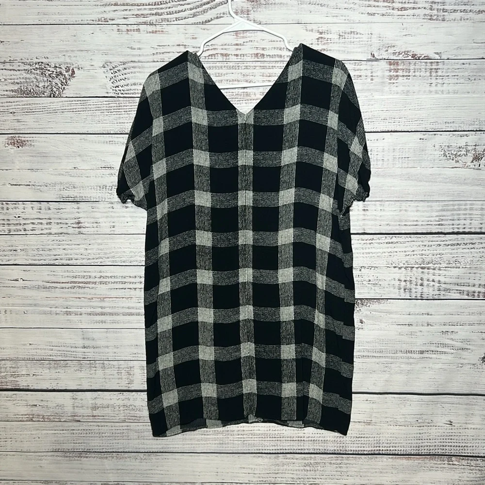 Madewell Zip Front Black Buffalo Plaid Check Sheath Dress Small - Picture 11 of 16